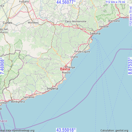 Bastia on map