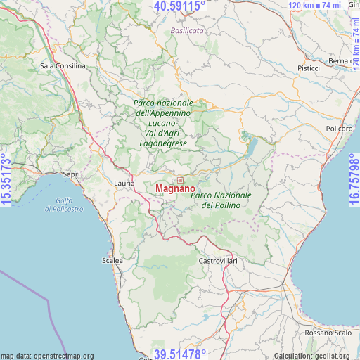 Magnano on map