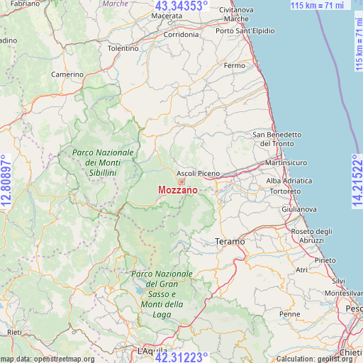 Mozzano on map