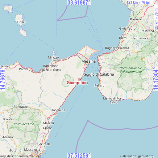 Giampilieri on map