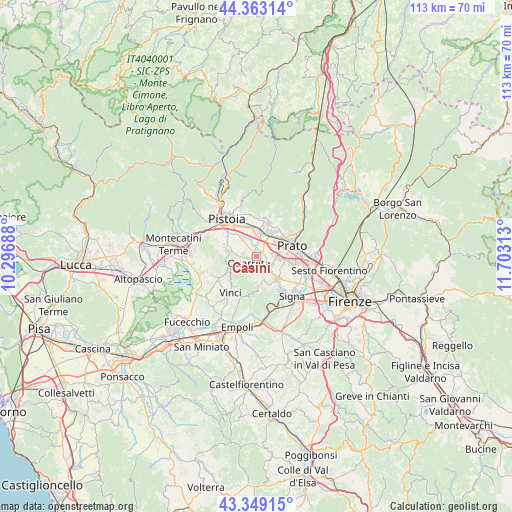 Casini on map