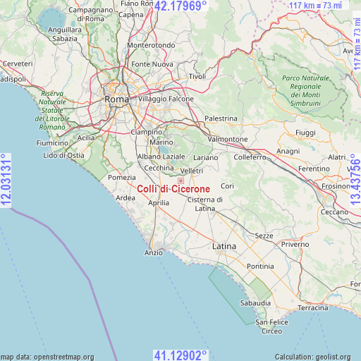 Colli di Cicerone on map