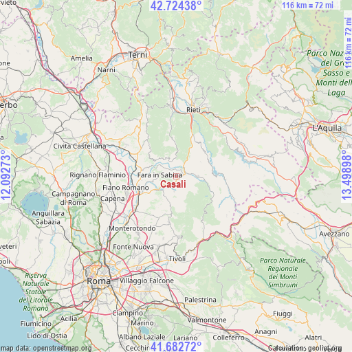 Casali on map