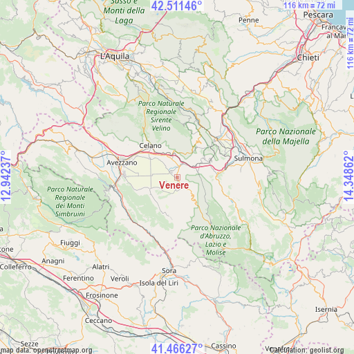 Venere on map