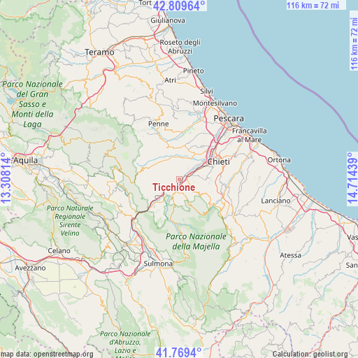 Ticchione on map