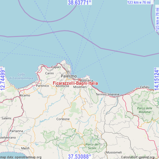 Ficarazzelli-Bagni Italia on map