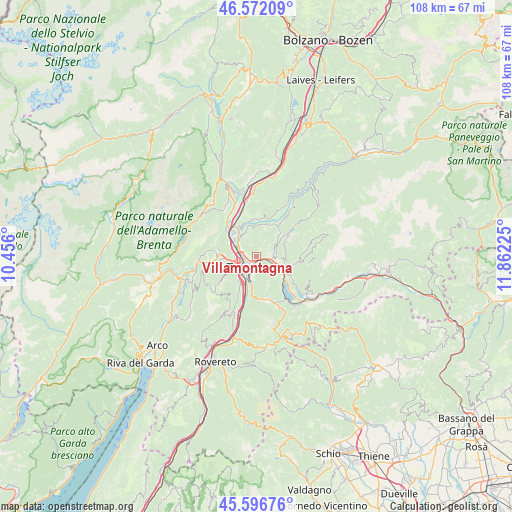 Villamontagna on map