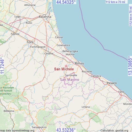 San Michele on map