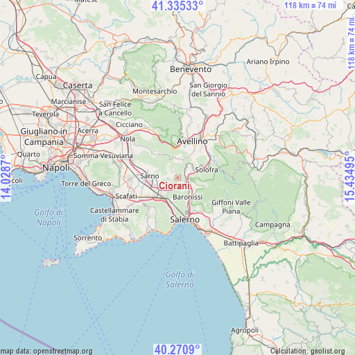 Ciorani on map