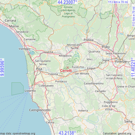 Cerretti on map