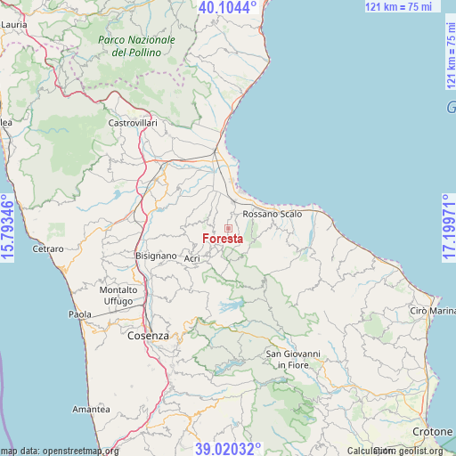 Foresta on map