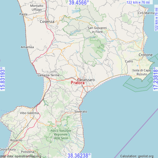 Pratora on map