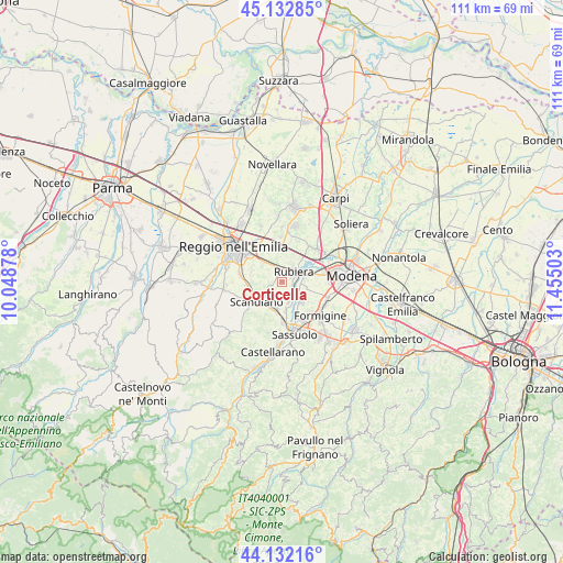 Corticella on map