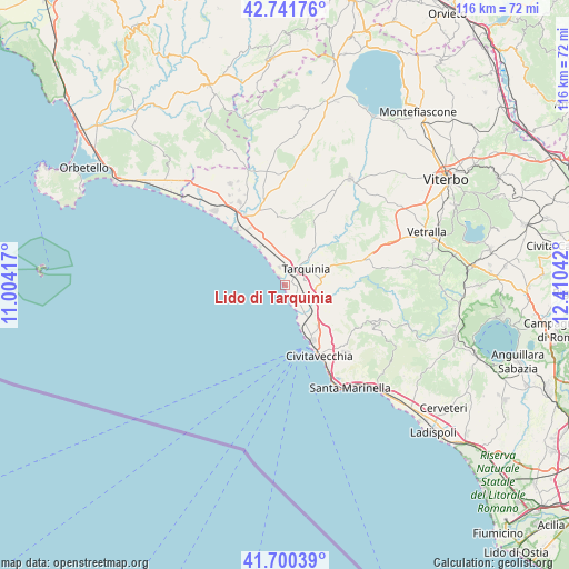 Lido di Tarquinia on map