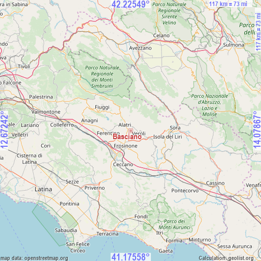 Basciano on map