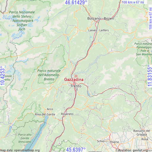 Gazzadina on map