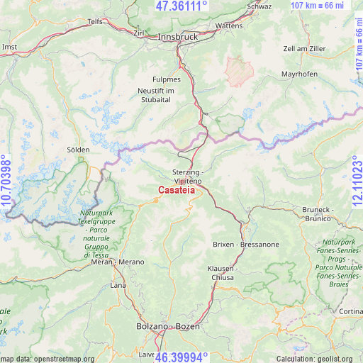 Casateia on map