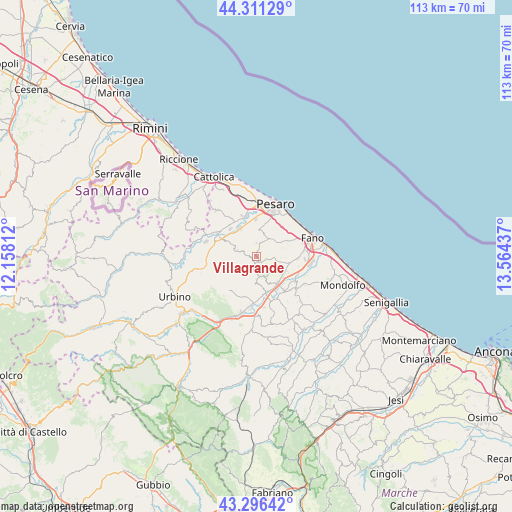 Villagrande on map