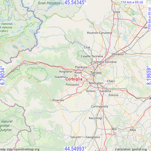 Corbiglia on map