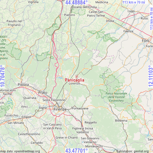 Panicaglia on map