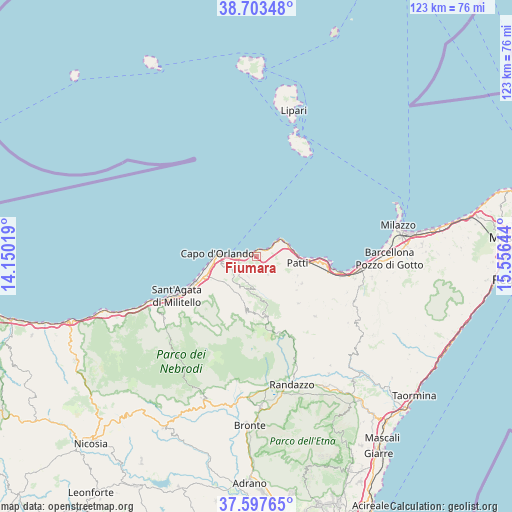 Fiumara on map