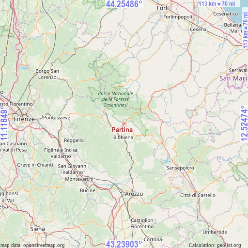 Partina on map