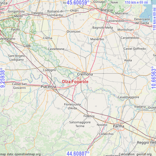 Olza-Fogarole on map