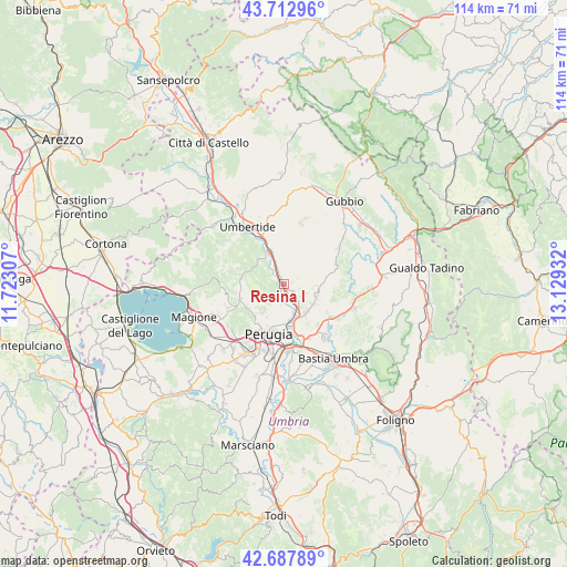 Resina I on map