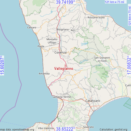 Vallegianno on map