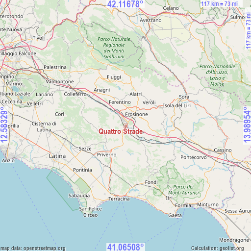 Quattro Strade on map