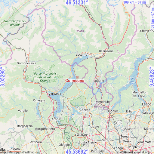 Colmegna on map