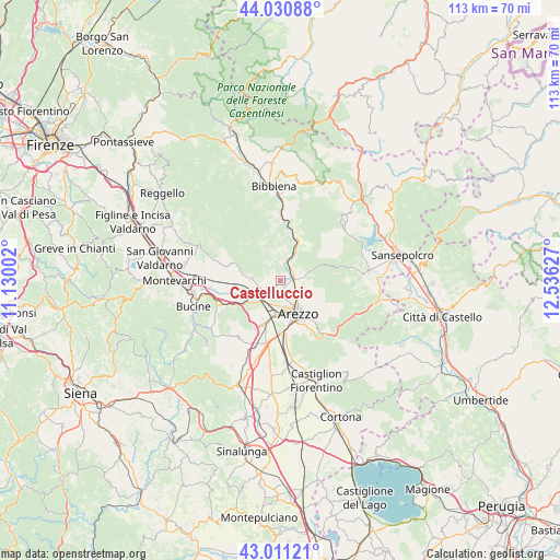 Castelluccio on map