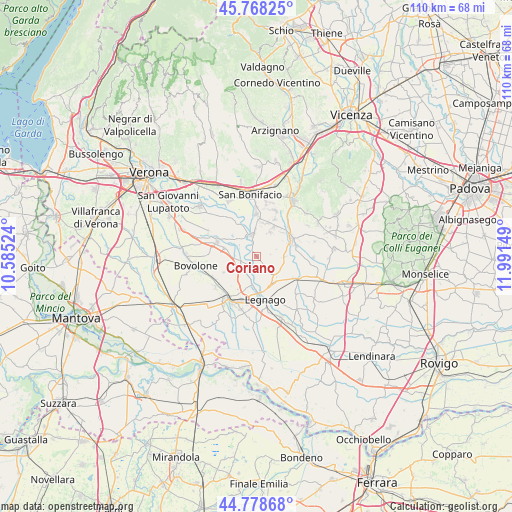 Coriano on map