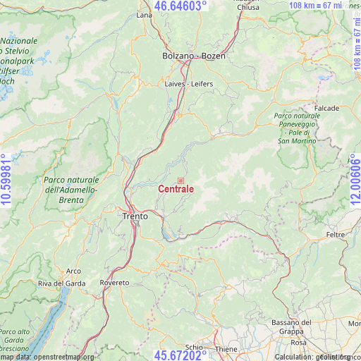 Centrale on map