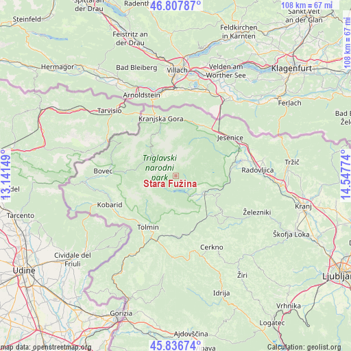 Stara Fužina on map