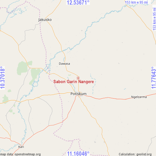 Sabon Garin Nangere on map