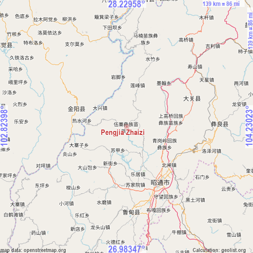 Pengjia Zhaizi on map