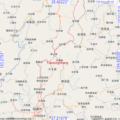 Tianxingchang on map