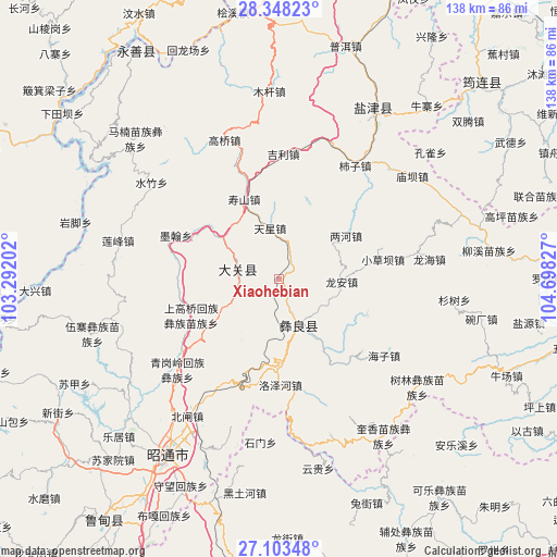 Xiaohebian on map