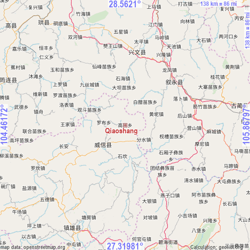 Qiaoshang on map