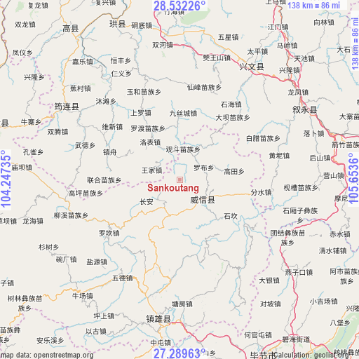Sankoutang on map