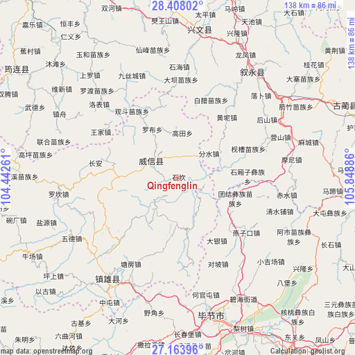 Qingfenglin on map