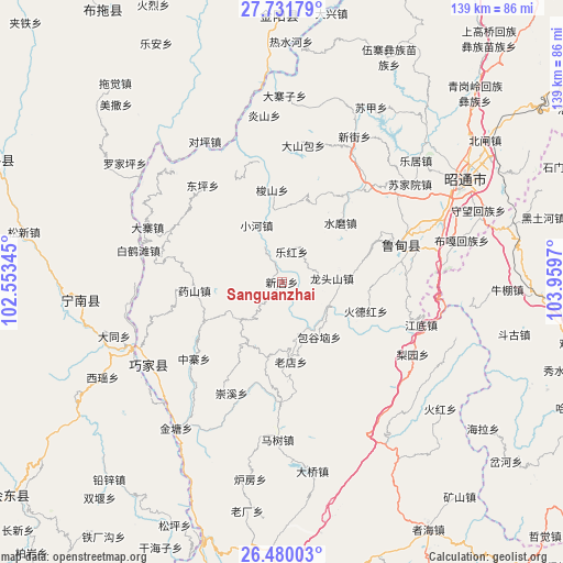 Sanguanzhai on map