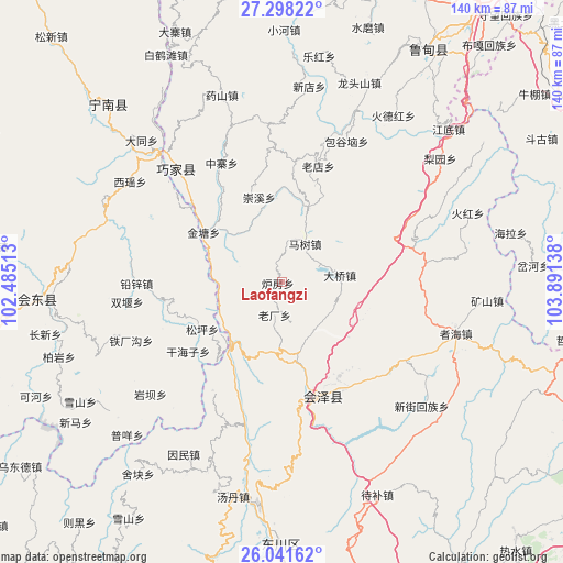 Laofangzi on map