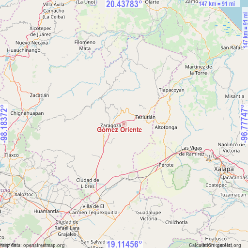 Gómez Oriente on map