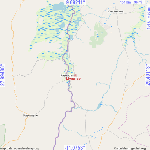 Mwense on map