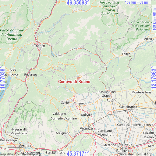 Canove di Roana on map