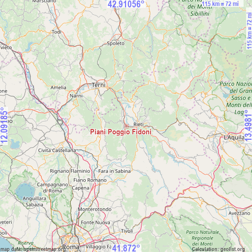 Piani Poggio Fidoni on map