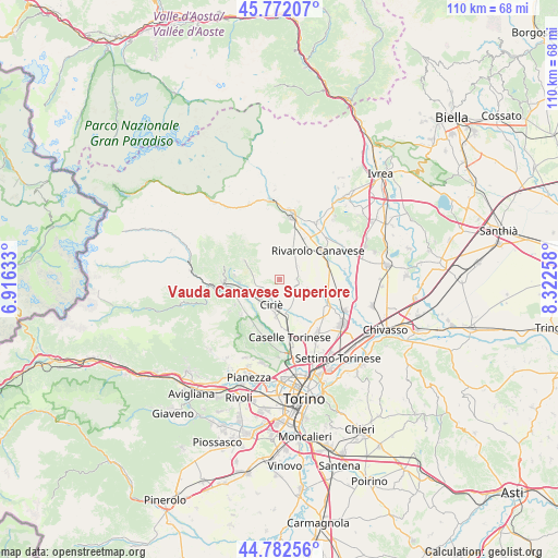 Vauda Canavese Superiore on map