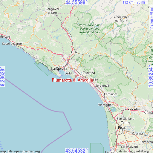 Fiumaretta di Ameglia on map